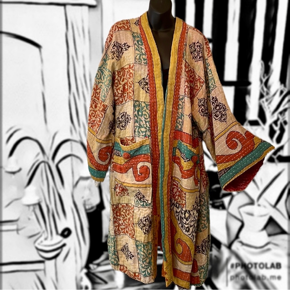 Patchwork Multicolor Kimono Jacket